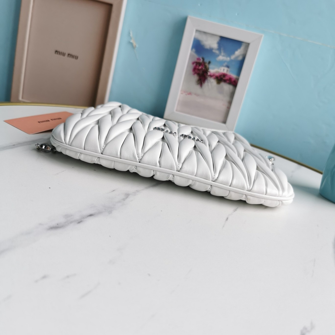 MIUMIU缪缪Cloquet进口小羊皮半圆腋下钻石链条包5BH189