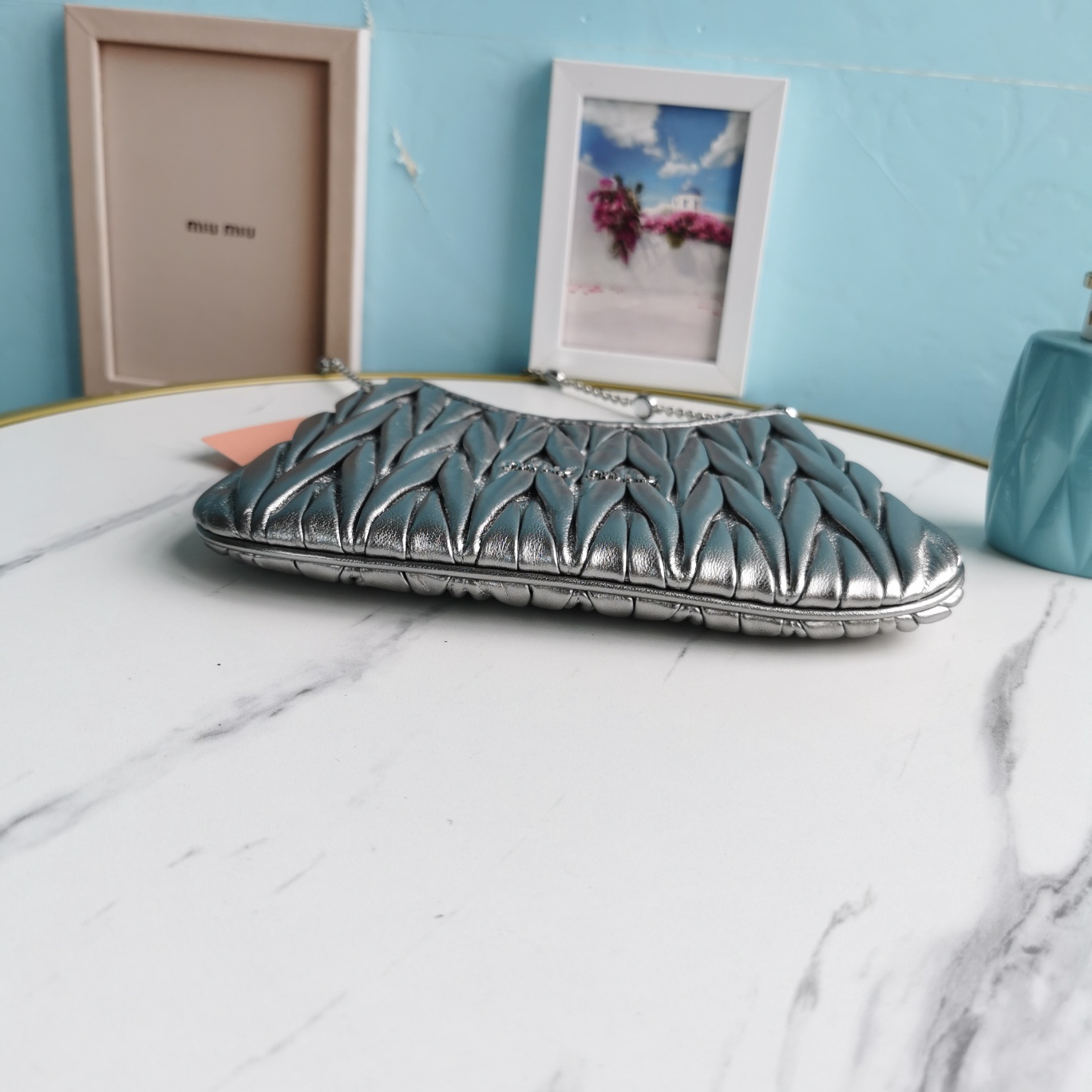 MIUMIU缪缪Cloquet进口小羊皮半圆腋下钻石链条包5BH189