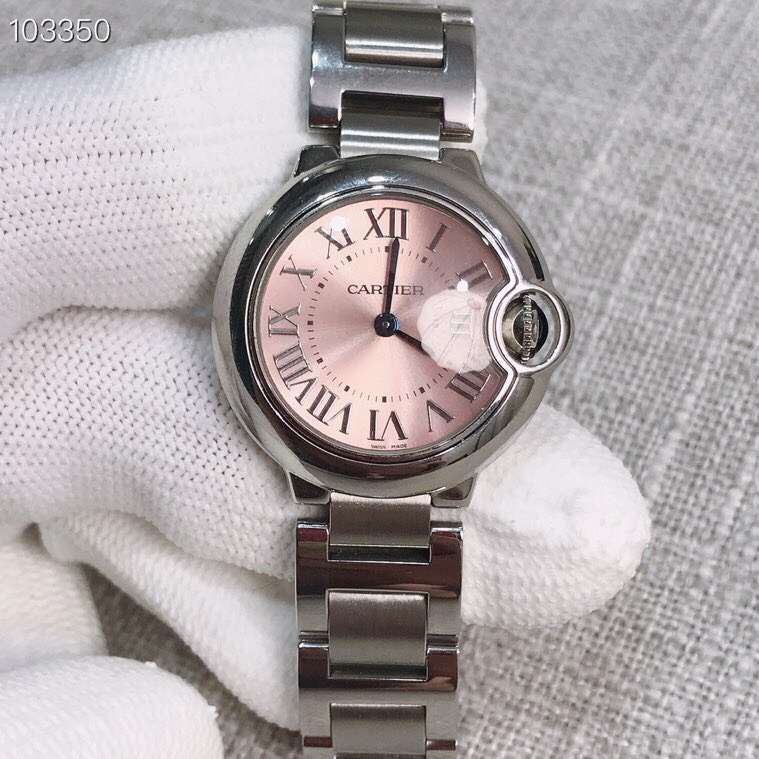 Cartier 卡地亚蓝气球系列粉色表盘28尺寸