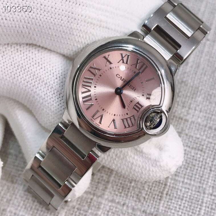 Cartier 卡地亚蓝气球系列粉色表盘28尺寸