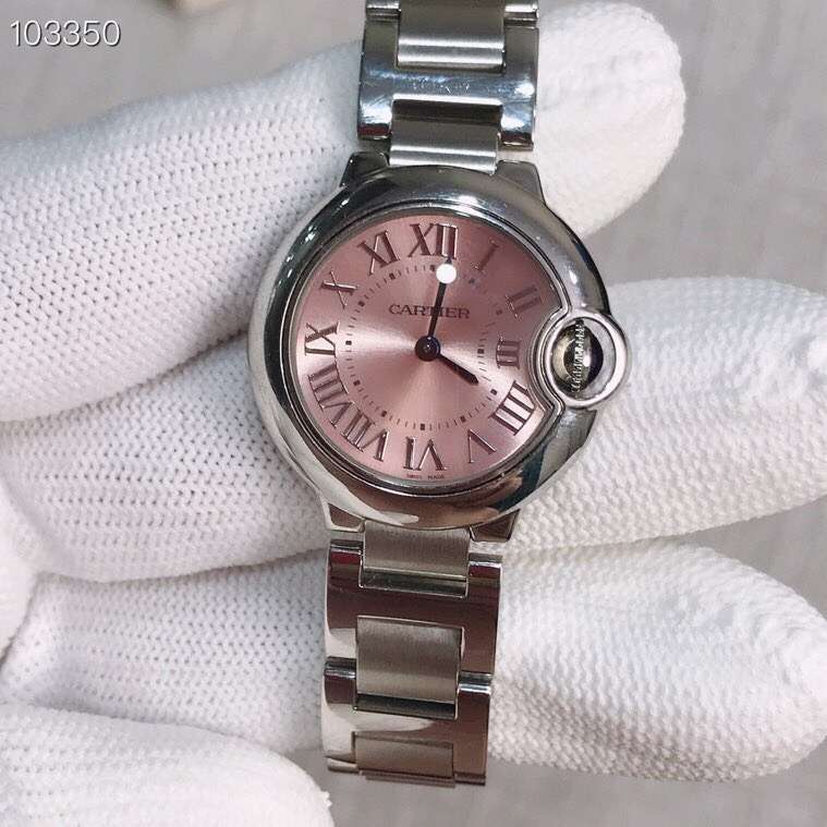 Cartier 卡地亚蓝气球系列粉色表盘28尺寸