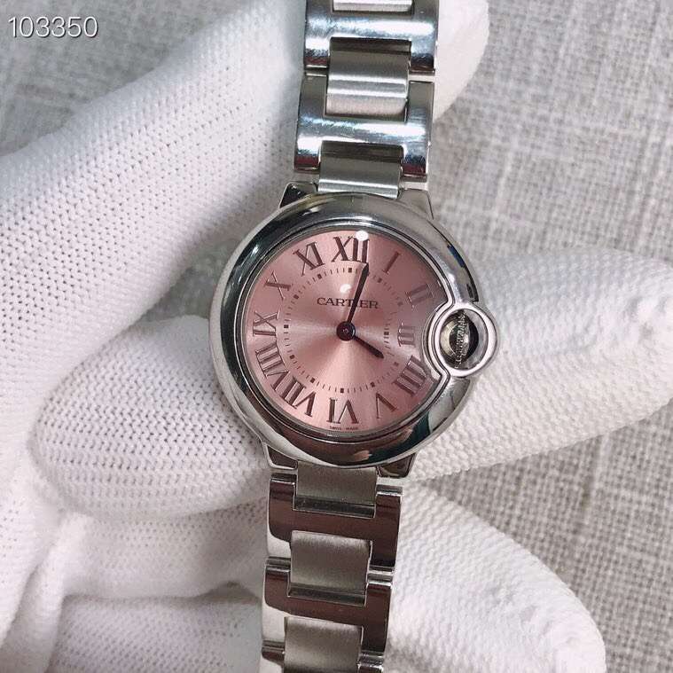Cartier 卡地亚蓝气球系列粉色表盘28尺寸