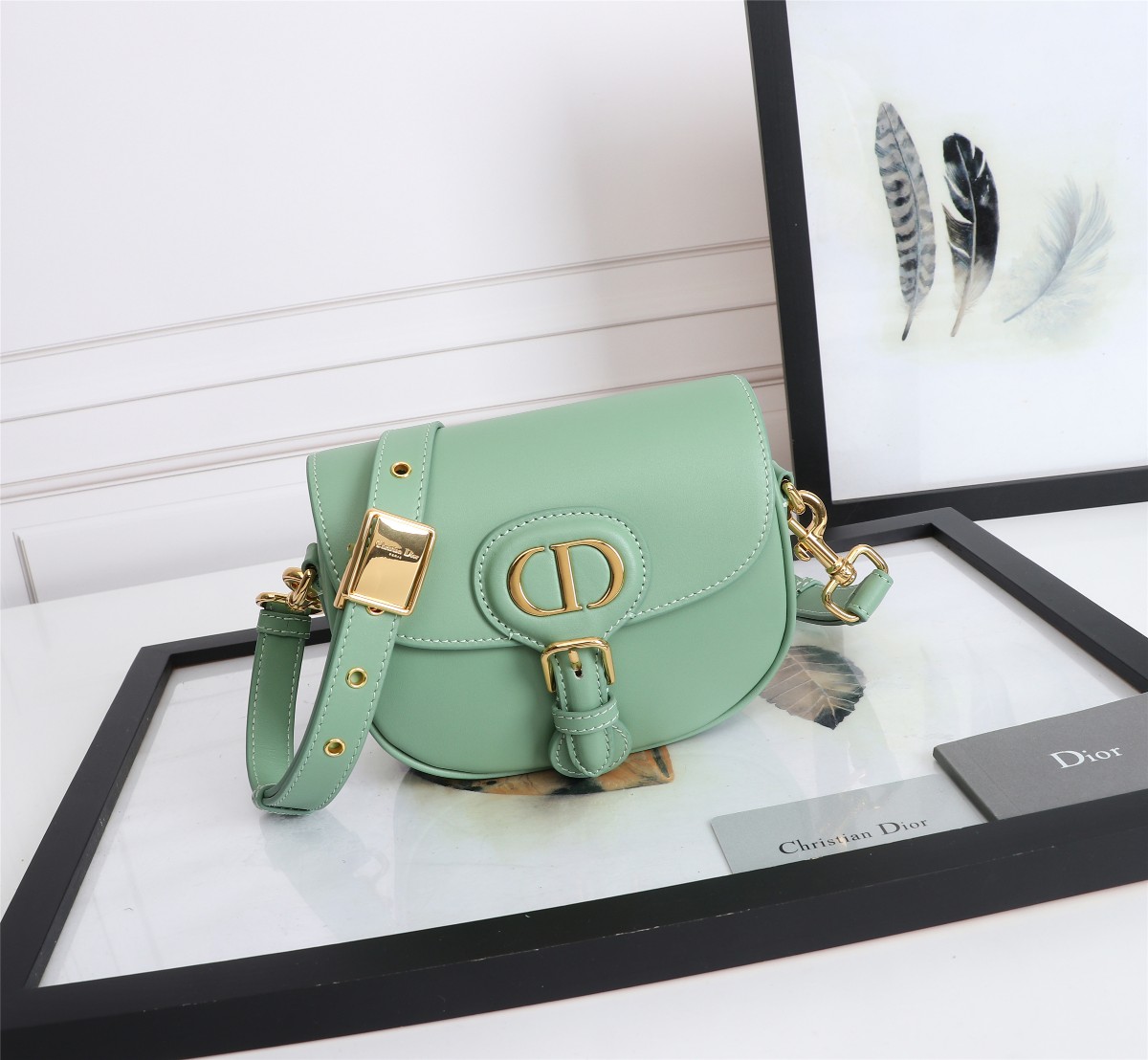 Dior Handbags Crossbody & Shoulder Bags Gold Green Grey Embroidery Vintage Cowhide