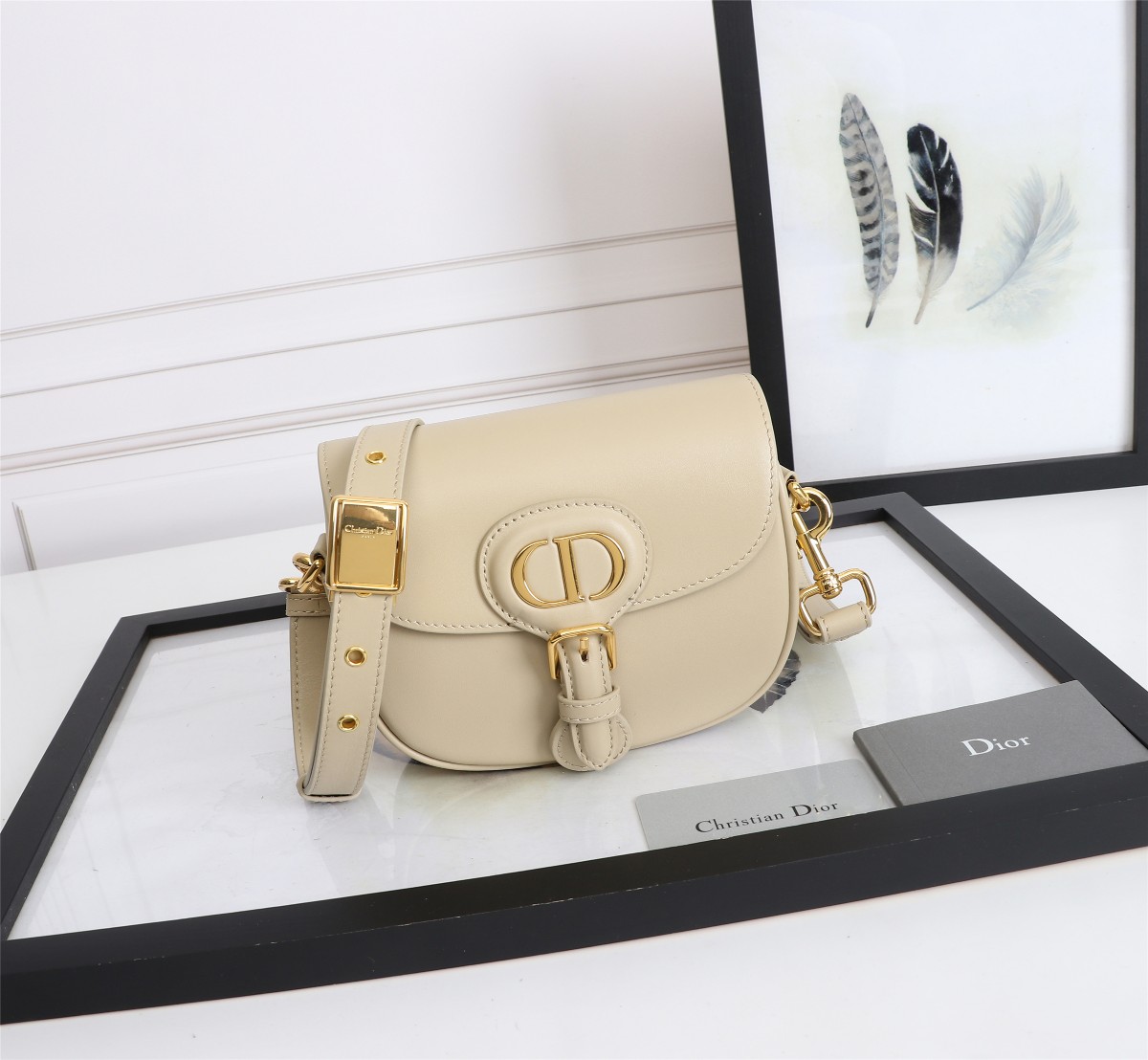 Dior Handbags Crossbody & Shoulder Bags Apricot Color Gold Embroidery Vintage Cowhide