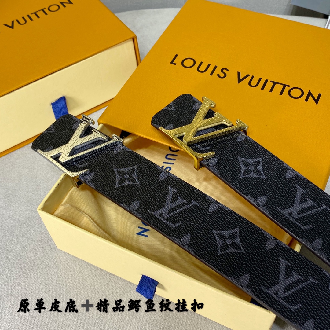 Louis Vuitton Belts Men Calfskin Canvas Cowhide