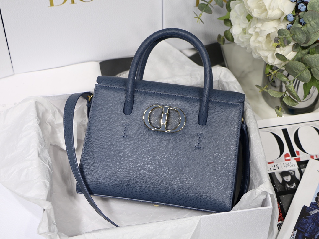 Сумка DIOR ST HONORÉ темно-синий деним с поворотной застежкой CD и съемным ремнем
