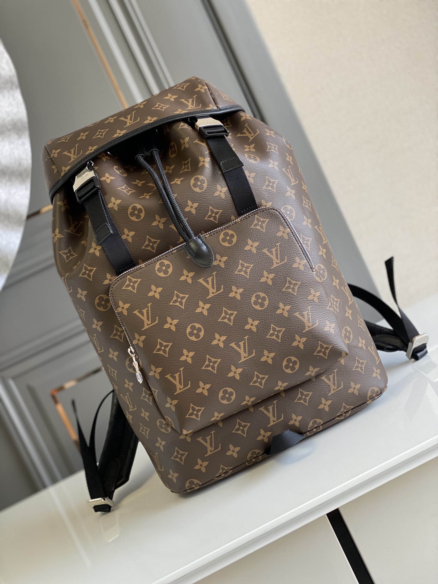 Louis Vuitton Bags Backpack Silver Canvas Cowhide Fabric Sweatpants