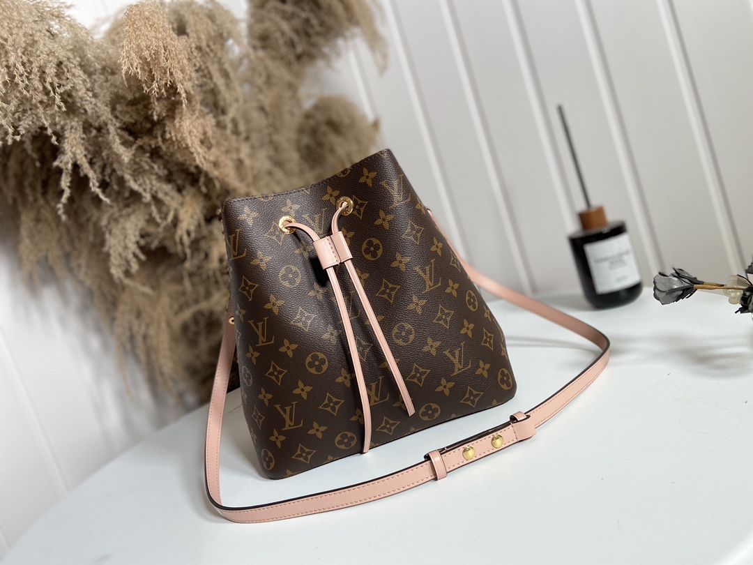 Louis Vuitton LV NeoNoe Handbags Bucket Bags Pink Monogram Canvas Calfskin Cowhide Spring Collection M44022
