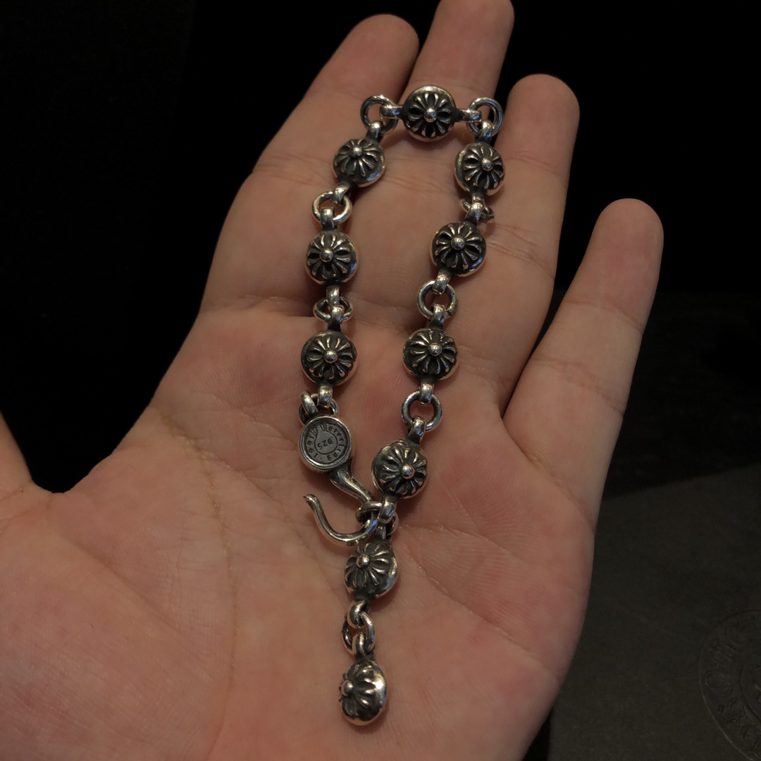 Chrome Hearts 𝐂𝐡𝐫𝐨𝐦𝐞 𝐡𝐞𝐚𝐫𝐭𝐬 克罗心圆球十字花手链