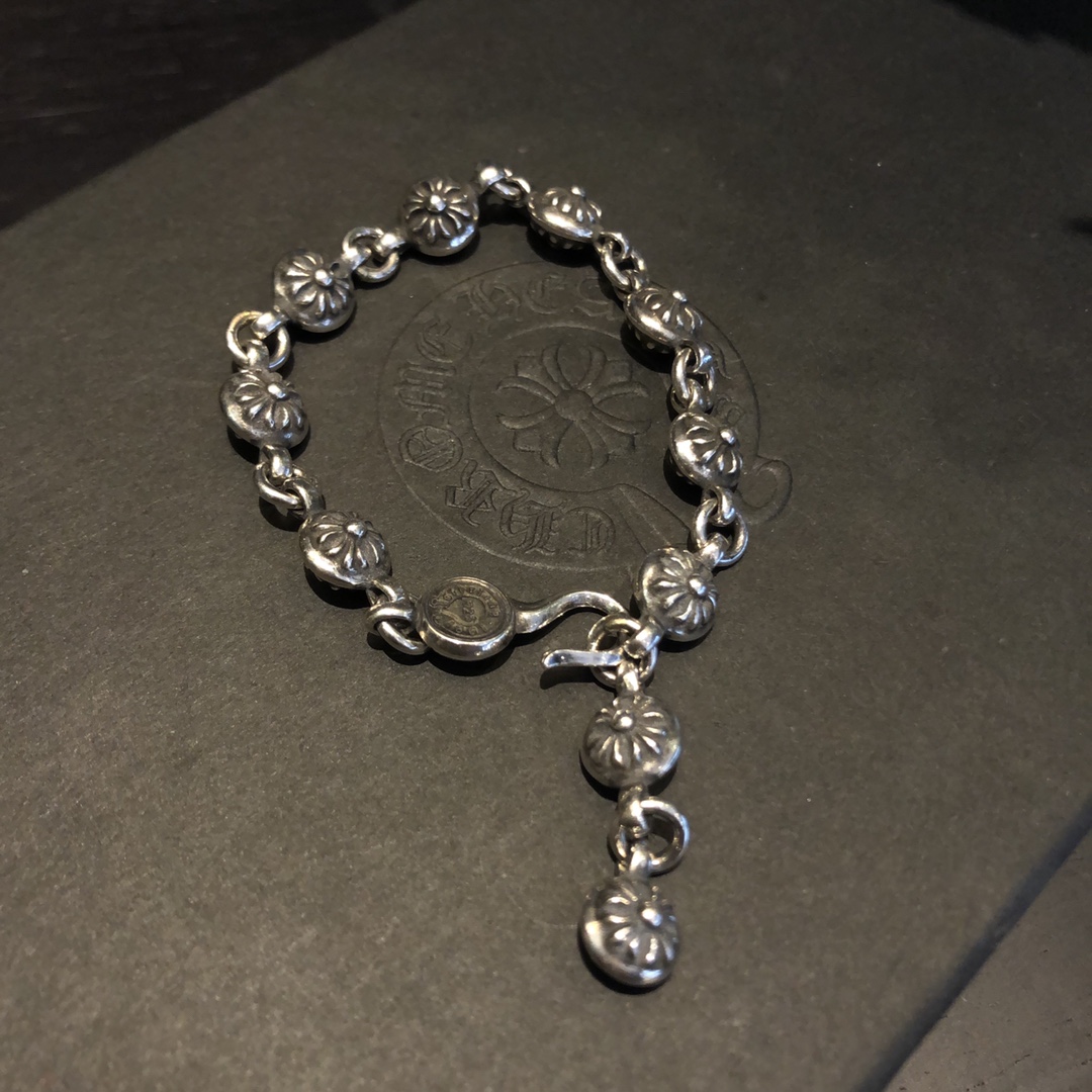 Chrome Hearts 𝐂𝐡𝐫𝐨𝐦𝐞 𝐡𝐞𝐚𝐫𝐭𝐬 克罗心圆球十字花手链