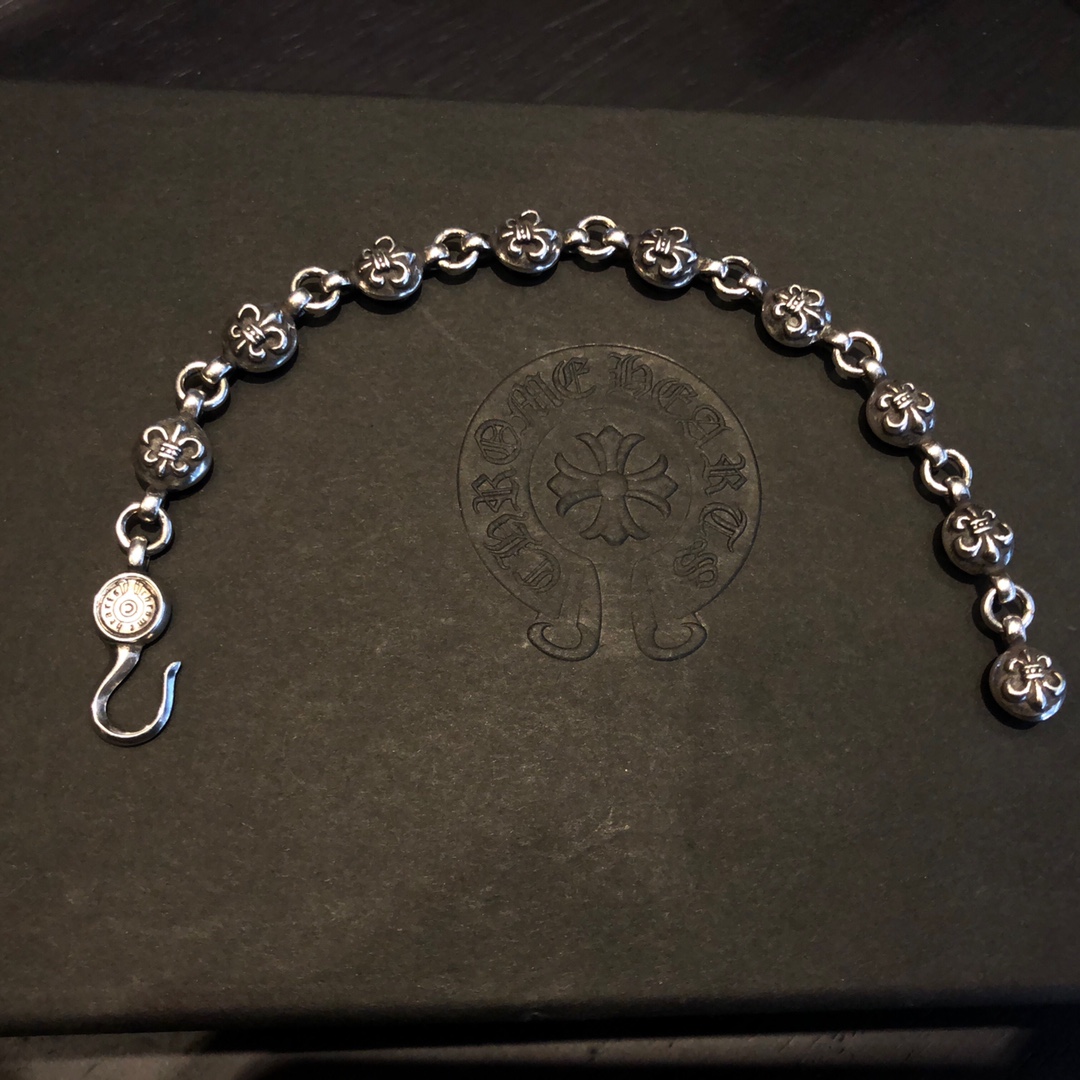 Chrome Hearts 𝐂𝐡𝐫𝐨𝐦𝐞 𝐡𝐞𝐚𝐫𝐭𝐬克罗心圆球船锚花手链