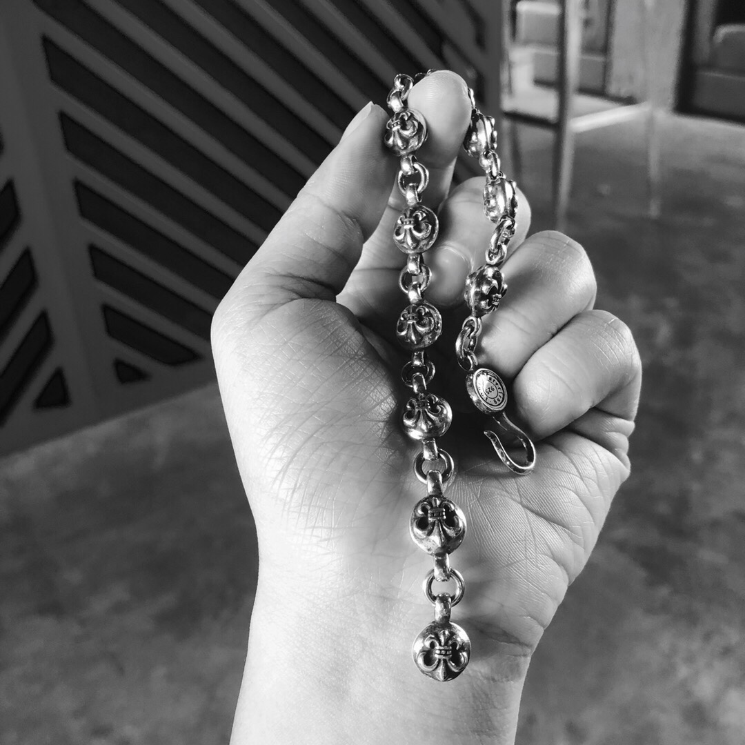 Chrome Hearts 𝐂𝐡𝐫𝐨𝐦𝐞 𝐡𝐞𝐚𝐫𝐭𝐬克罗心圆球船锚花手链