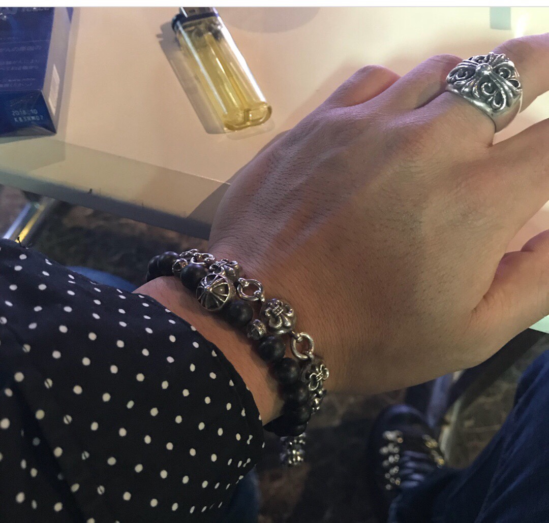 Chrome Hearts 𝐂𝐡𝐫𝐨𝐦𝐞 𝐡𝐞𝐚𝐫𝐭𝐬克罗心圆球船锚花手链