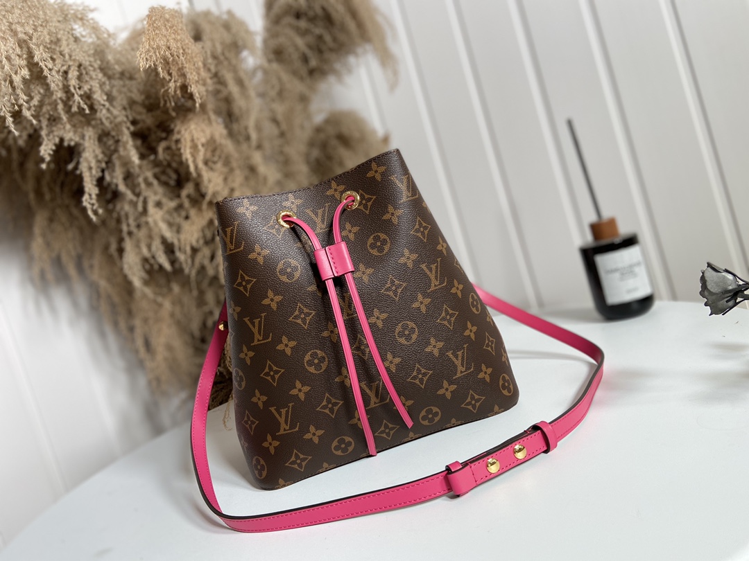 Louis Vuitton LV NeoNoe AAAA
 Handbags Bucket Bags Red Monogram Canvas Calfskin Cowhide Spring Collection M44022