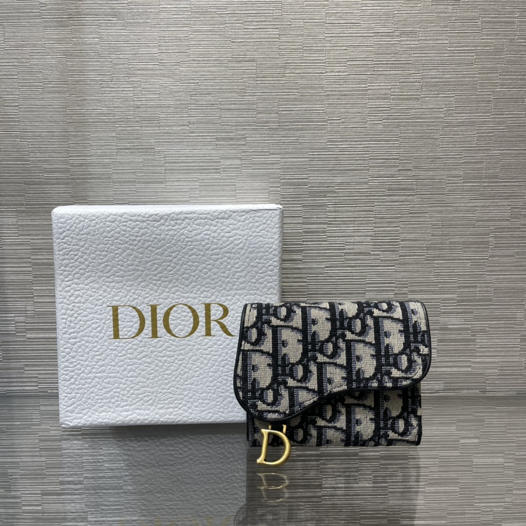 Dior Portfel Hafty Płótno Oblique
