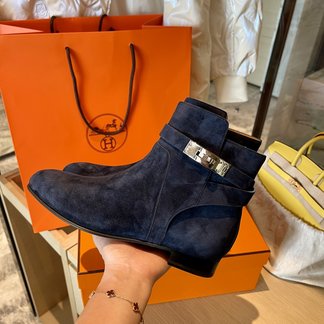 Hermes Kelly Short Boots Buy best quality Replica Blue Winter Collection