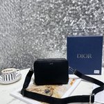 Dior Crossbody & Shoulder Bags Messenger Bags Black Openwork Cowhide Oblique