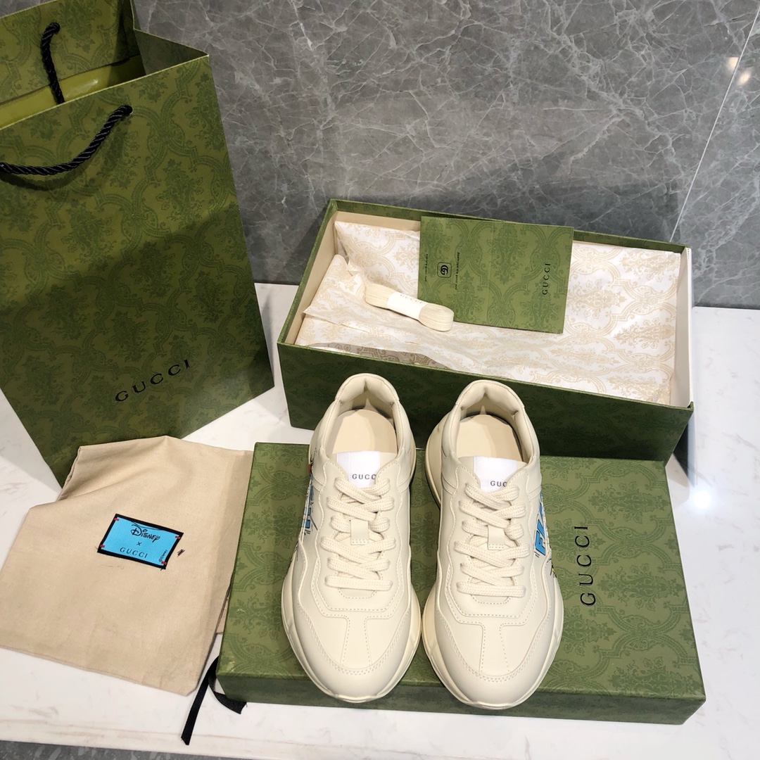 GUCCI Donald Duck sneakers en cuir de veau blanc cassé
