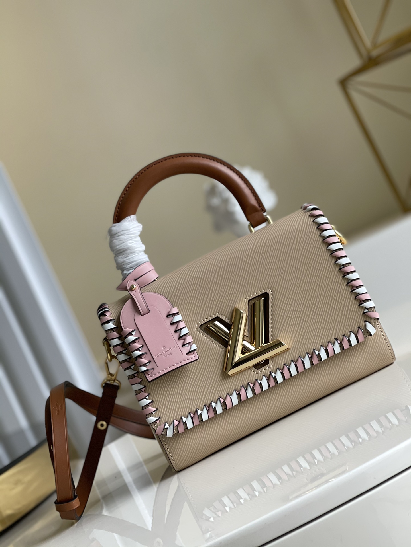 Louis Vuitton Bags Handbags Apricot Color Weave Monogram Canvas M50283