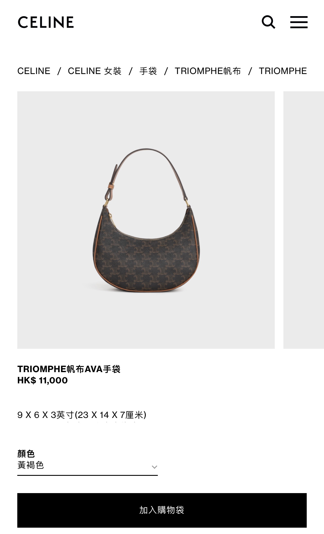 CELINE AVA 老花Ttiomphe腋下包 193952