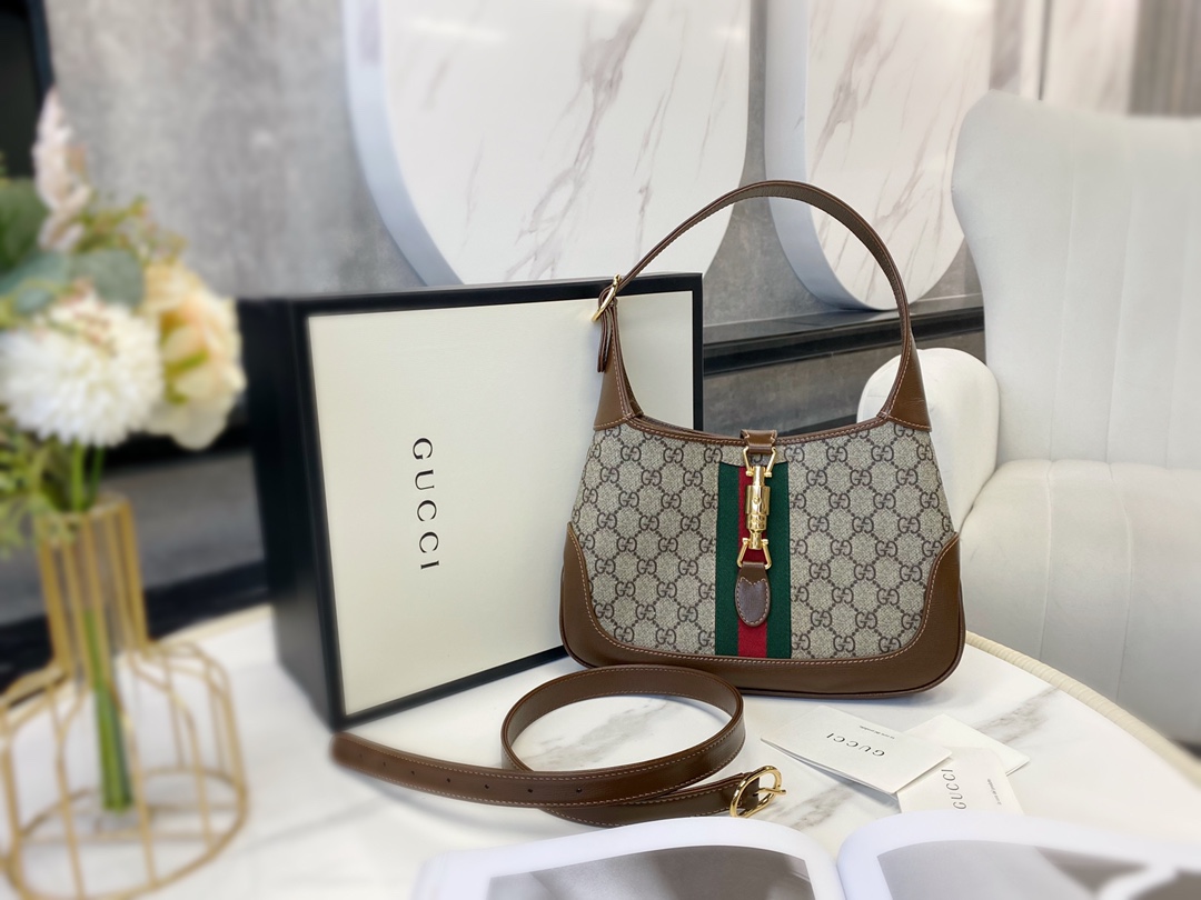 GUCCI Jackie 1961 серыя Сумка паўмесяцавай формы Знакавы аксесуар міні-малы - найвышэйшая якасць