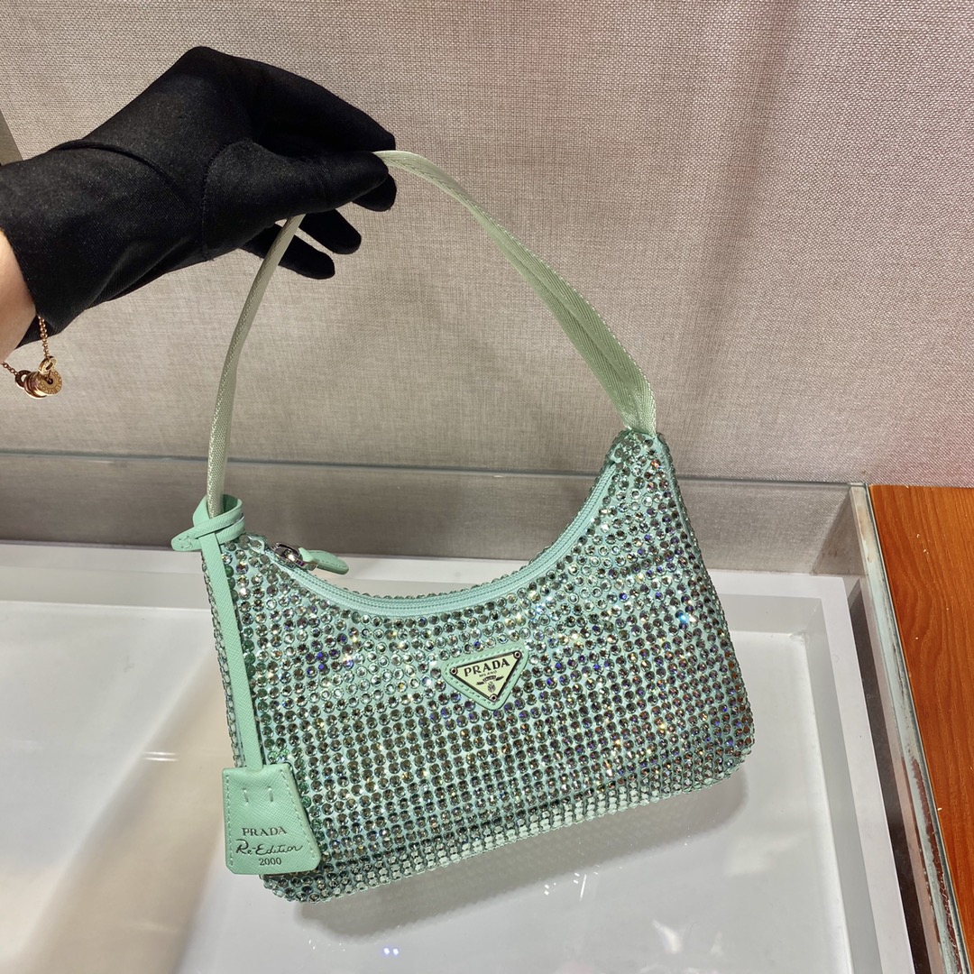 PRADA普拉达水钻Hoboؔ迷你手袋1NE515