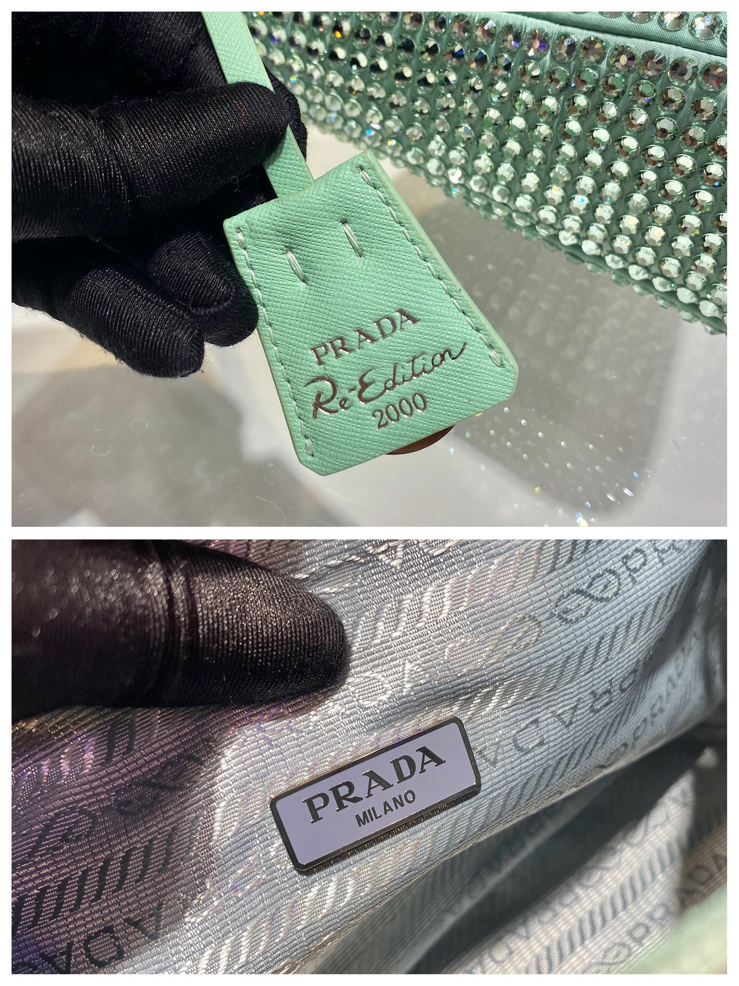 PRADA普拉达水钻Hoboؔ迷你手袋1NE515