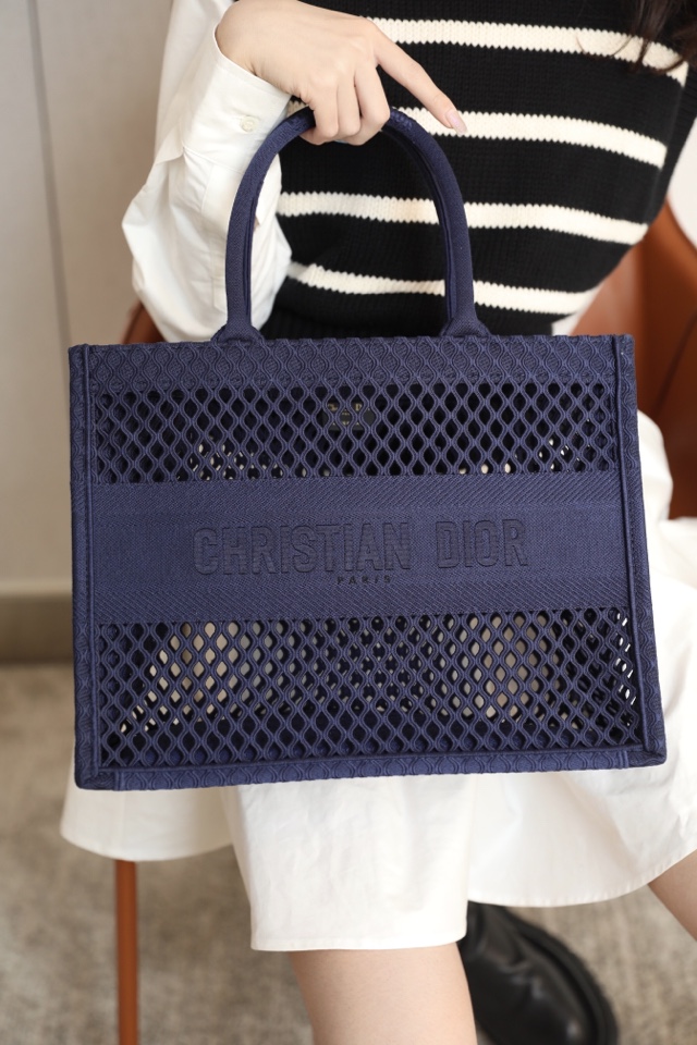 Dior Book Tote Handbags Tote Bags Blue Openwork Vintage