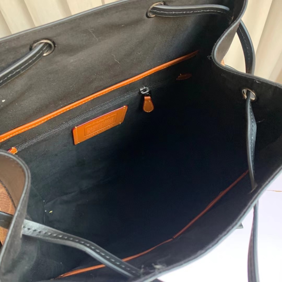 Coach coach c1059 新款男士马车图案印花涂层HUDSON翻盖双肩包 马车图案拼头层牛皮背包