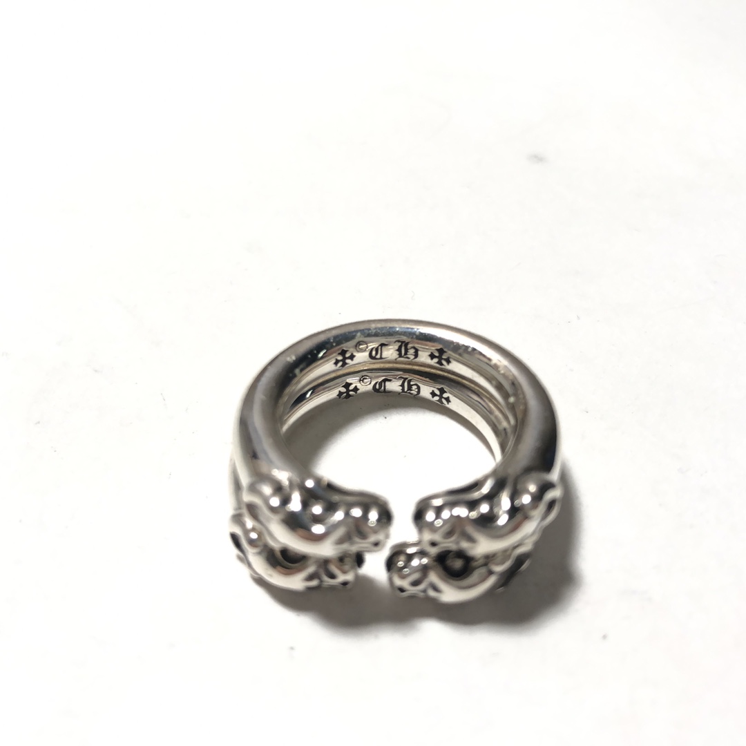 Chrome Hearts 𝐂𝐡𝐫𝐨𝐦𝐞 𝐡𝐞𝐚𝐫𝐭𝐬 克罗心双龙头狗头戒指