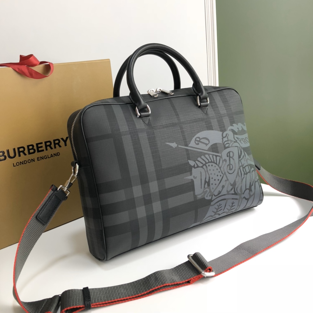 Burberry Briefcase Charcoal check business