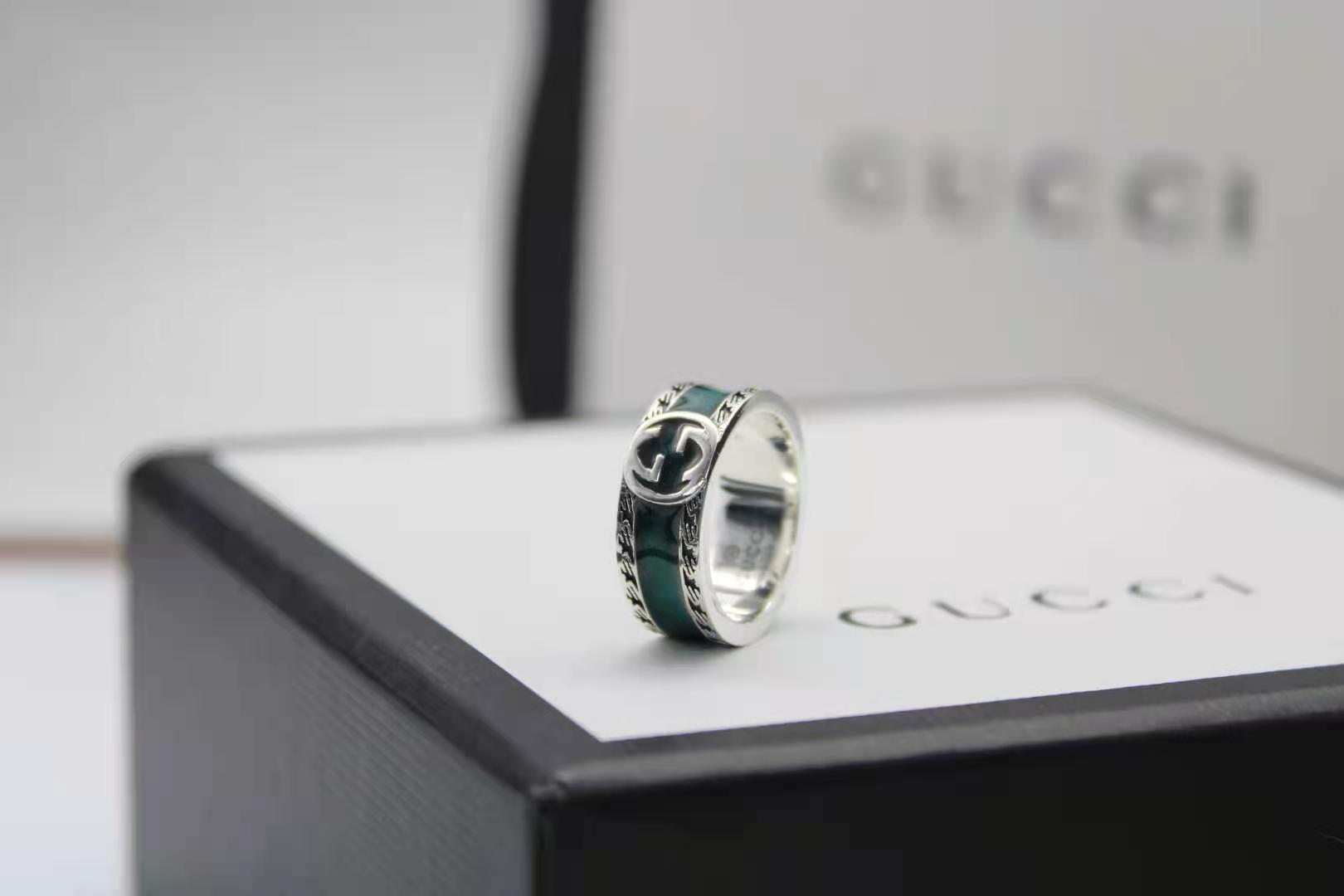 NO:101373,New GUCCI narrow version interlocking swan green drop ring, size 14-24, weighing about 8 grams, arrived, Gucci ring, gucci, gucci, ring19860909新款 GUCCI窄版互扣天鹅绿滴胶戒指 码数14-24 重约8克 已到货,古驰戒指,gucci,gucci,ring,Jewelry