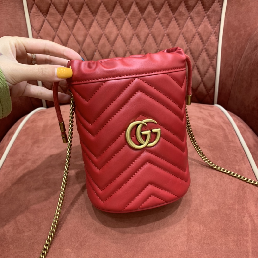 Gucci Marmont Sacos de Balde Vermelho Colecção Primavera/Verão Mini