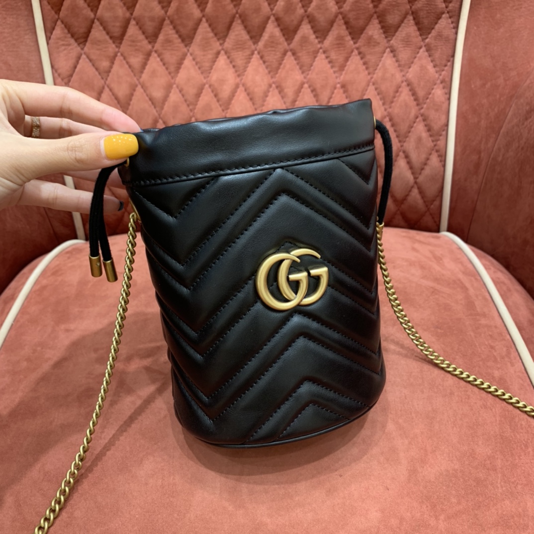 Gucci Marmont Sacos de Balde Preto Colecção Primavera/Verão Mini