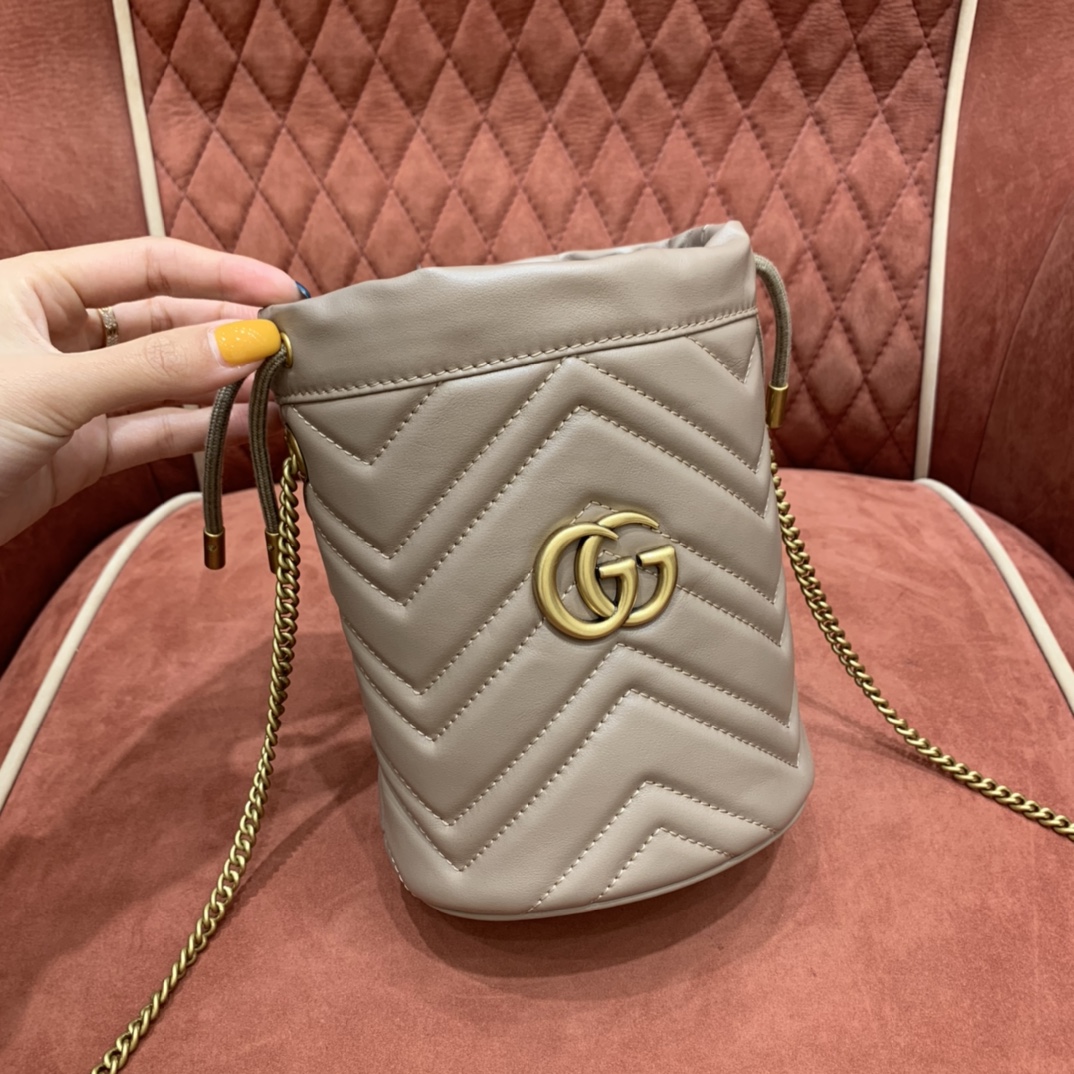 Gucci Marmont Sacos de Balde Cor do chá leite Colecção Primavera/Verão Mini