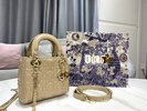 Dior Top Bags Handbags Apricot Color Gold Embroidery Sheepskin Lady Chains