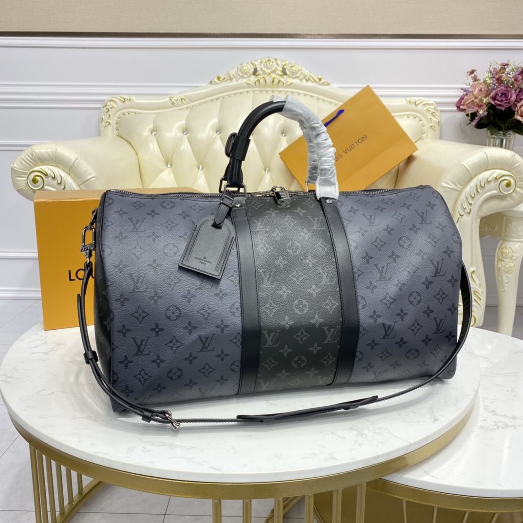 Louis Vuitton LV Keepall Luxury
 Travel Bags Black Monogram Canvas M45392