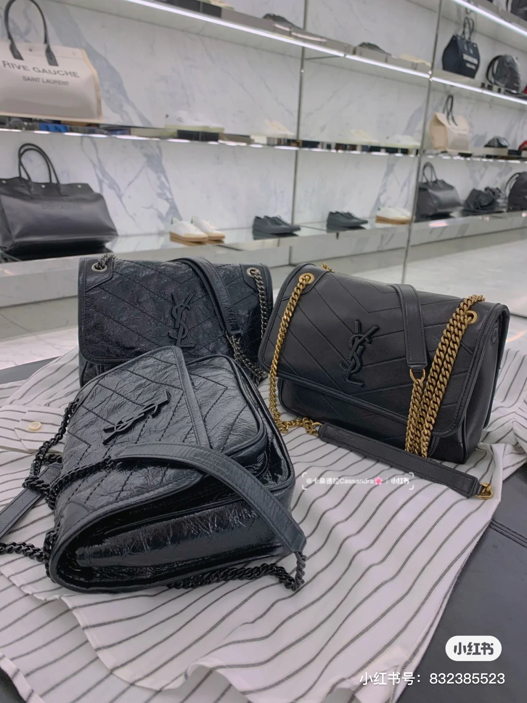 YSL 𝐍𝐢𝐤𝐢 22𝐜𝐦 邮差包 633151黑色/银链