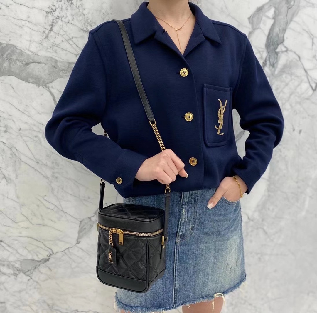 Saint laurent Ysl 80’s 𝙑𝙖𝙣𝙞𝙩𝙮 方形水桶化妆包 649779黑色
