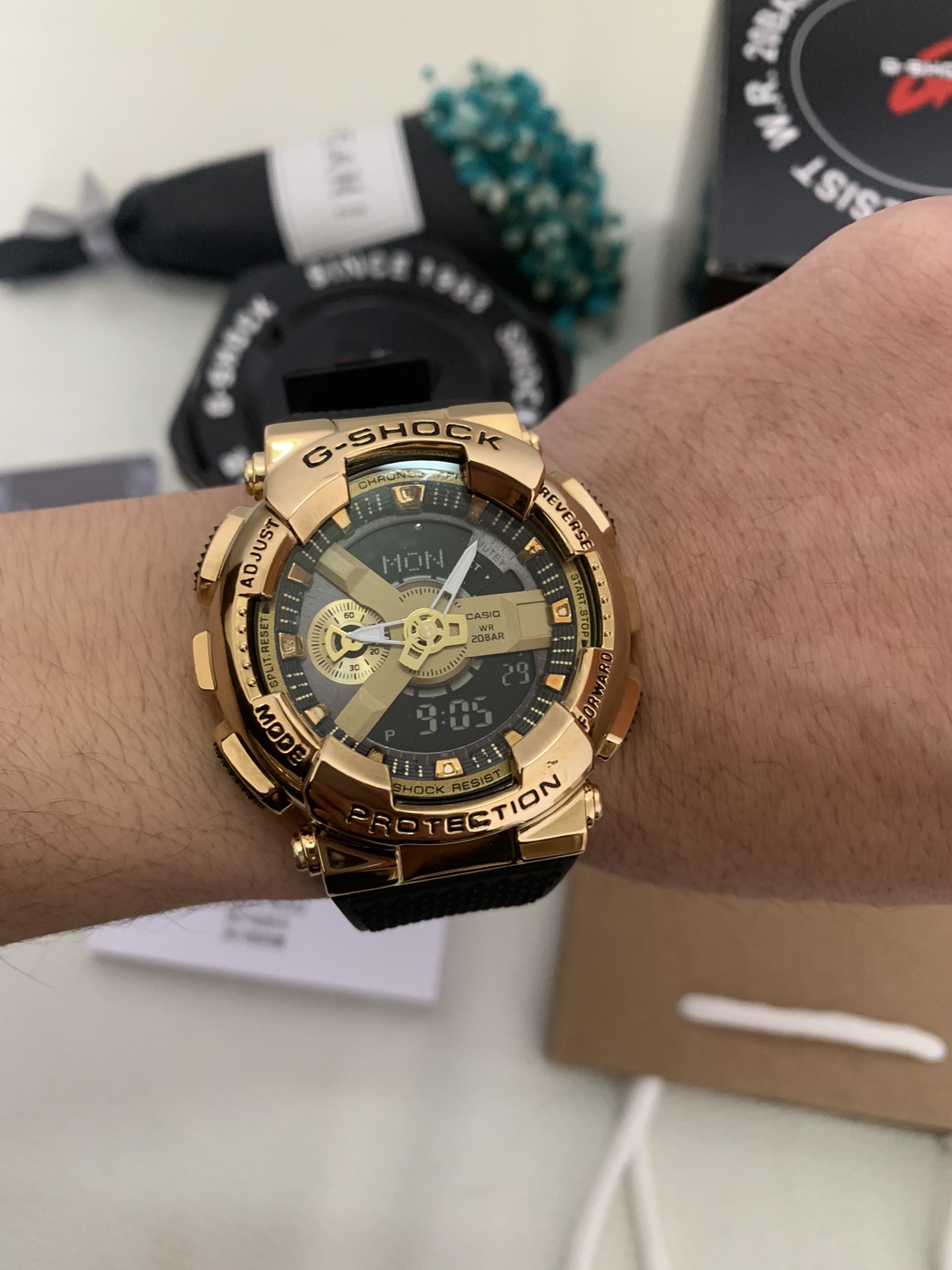 Casio envío incluido gm-110 fotos reales de acero dorado