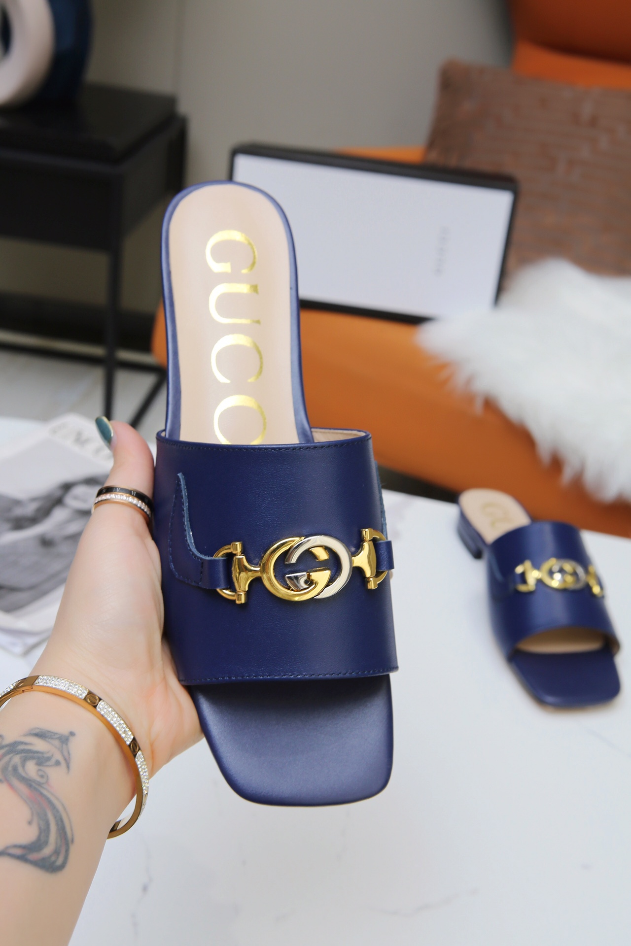 Gucci Women's Leather Slide Sandal with Double G Hardware - Stylish & Comfortable 3 i1610870603 9751 1