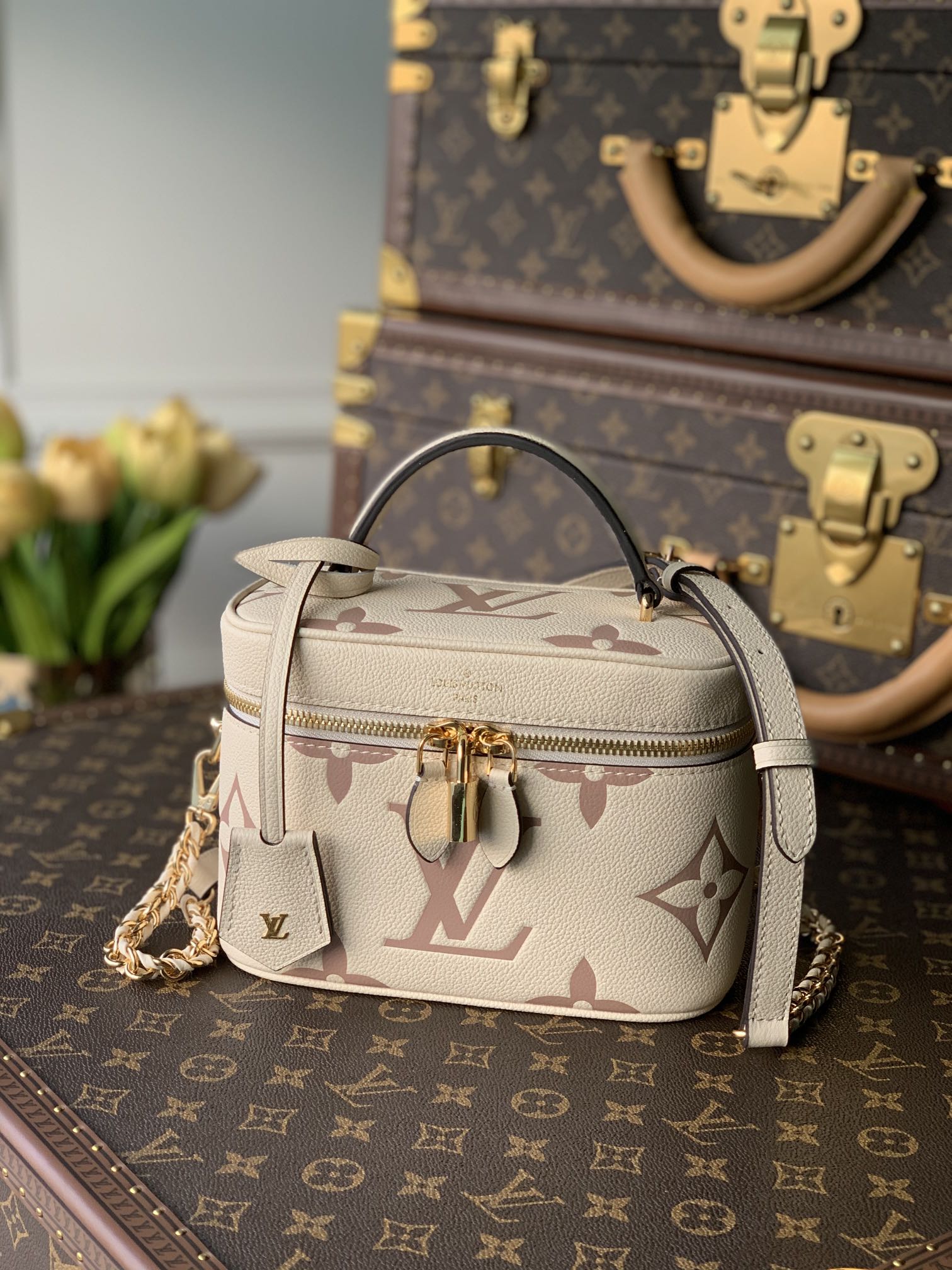 Louis Vuitton LV Vanity PM 化妆包 M45599奶白色
