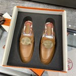 Hermes Kelly Shoes Half Slippers Printing Calfskin Cowhide Genuine Leather