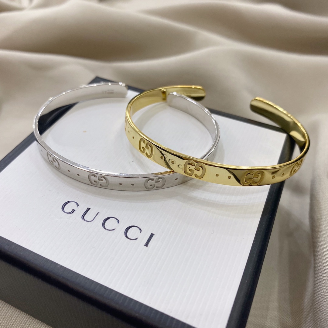 NO:101366,Gucci sterling silver double G bracelet size 17cm platinum K yellow, Gucci bracelet, gucci, gucci, bracelet, pure silver19860909Gucci古驰纯银 双G手环 尺寸17cm白金 K黄,古驰手镯,gucci,gucci,bracelet,pure silver,Jewelry