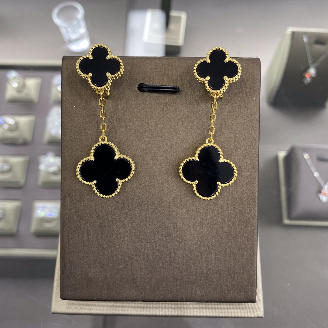NO:101161,VCA Two-flower Earrings Black Agate｜Malachite｜Malachite｜White Fritillar｜Grey Shell｜Tiger Eye Stone with Carpenter｜Tiger Eye Stone Butterfly Earrings with Spring Buck, Vac Earrings19860909VCA 二花耳坠 黑玛瑙｜红玉髓｜孔雀石｜白贝母｜灰贝｜虎眼石搭配红玉髓｜虎眼石蝴蝶耳坠  带弹簧片扣,Vac耳钉,Jewelry