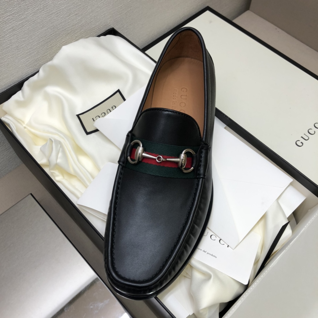 Gucci Men's Black Leather Horsebit Loafers Business Dress Shoes 4 i1611203839 2996 2