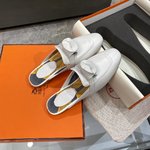 Hermes Kelly Top
 Shoes Half Slippers Printing Calfskin Cowhide Genuine Leather