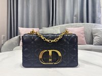 Dior Caro Online
 Bags Handbags Black Blue Gold Sky Embroidery Vintage Cowhide