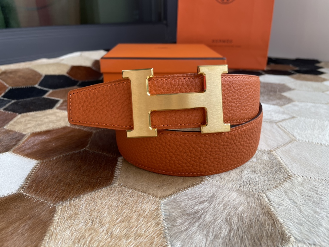 Hermes爱马仕男士双面皮腰带38