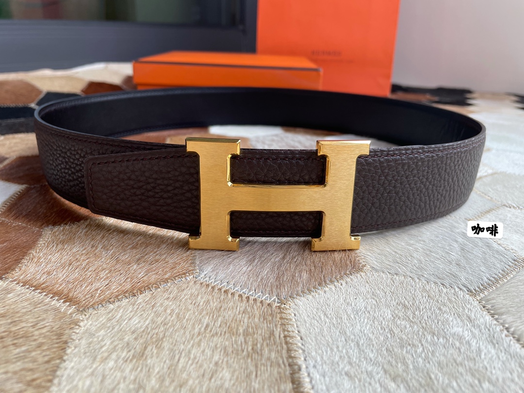 Hermes爱马仕男士双面皮腰带38